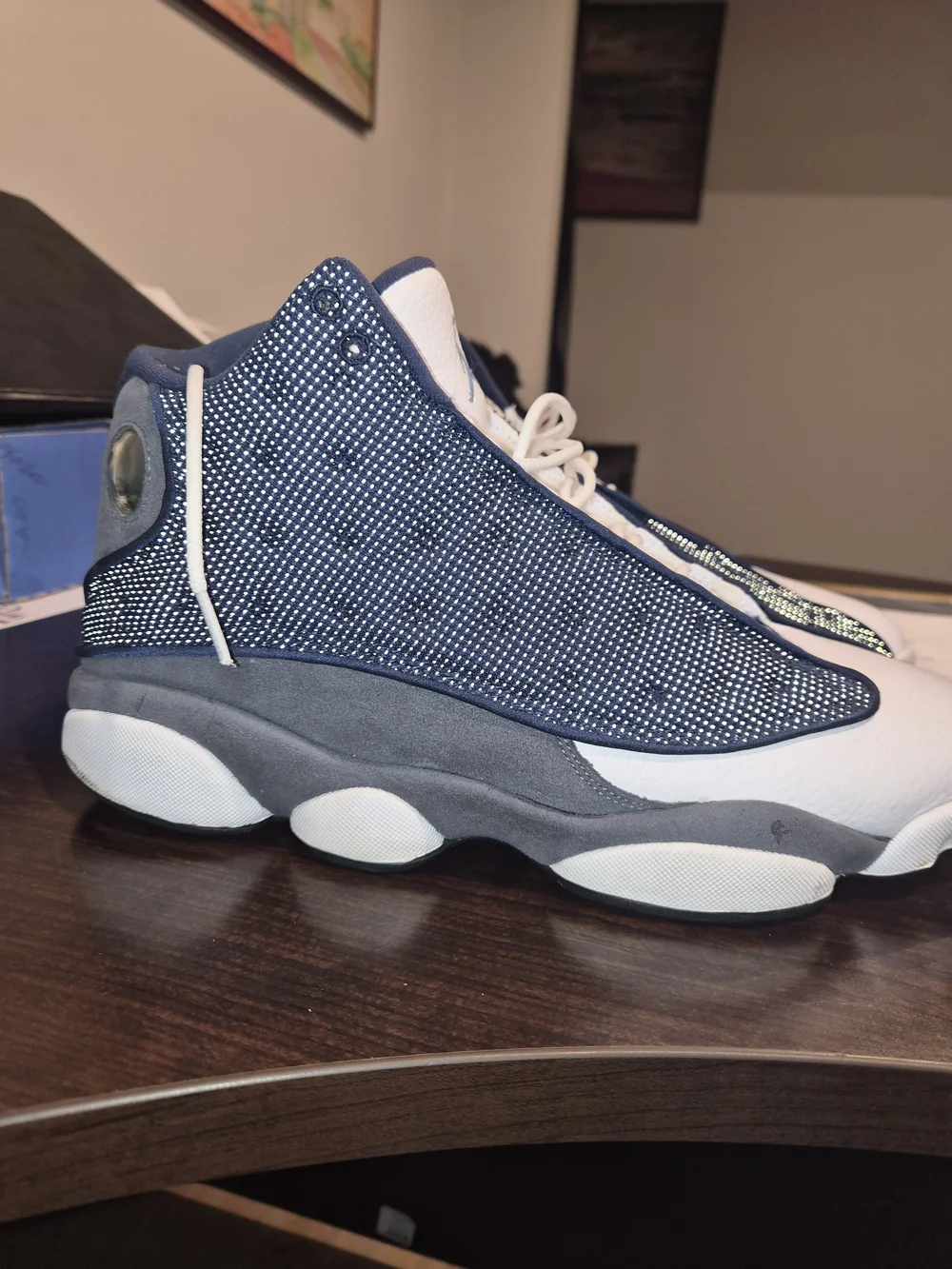 Jordan Men’s Navy Blue and White Athletic Sneakers